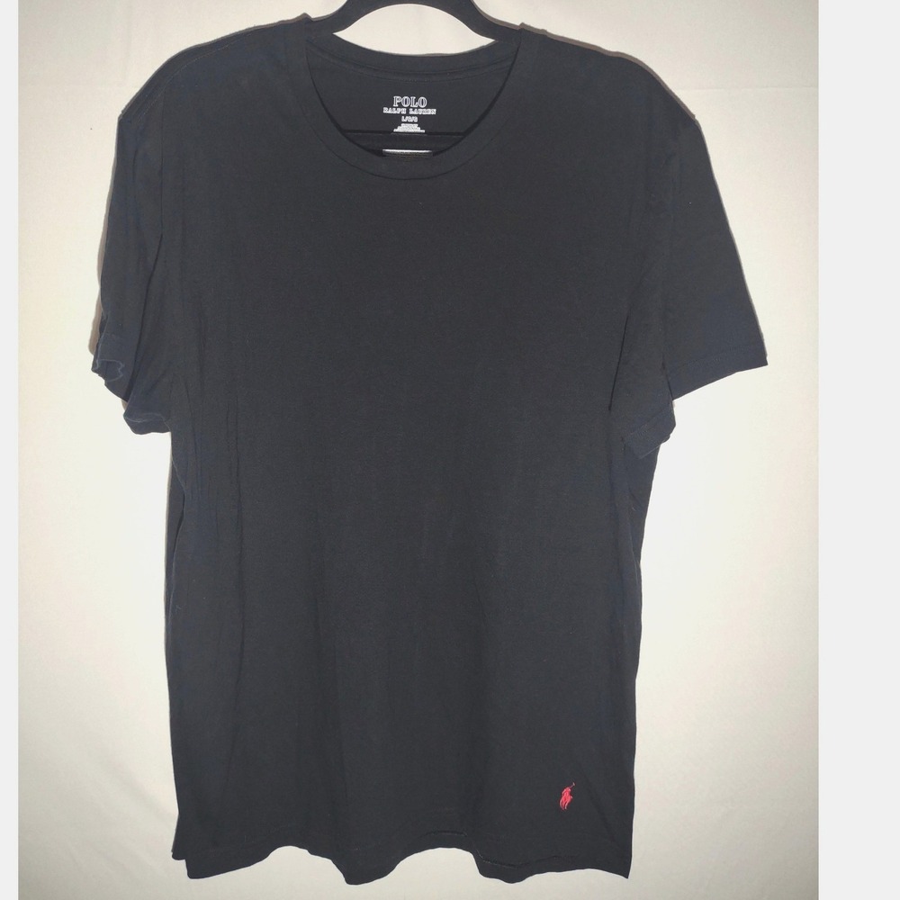 Polo Ralph Lauren Mens Classic Fit Black Cotton T-Shirt Red Pony Logo Size Large